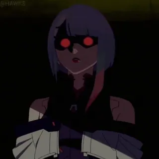 😈 anime, czerwone oczy, mroczne, zły, kobieta telegram sticker