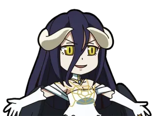 🤗 Albedo Overlord Anime, Fantasi, Demon, Chibi, Stiker telegram sticker