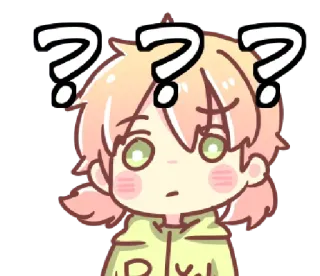 ❓ ??? tanda tanya, bingung, gaya anime, rambut pirang, kawaii, bertanya-tanya whatsapp sticker