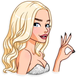👌 mujer, rubia, gesto OK, dibujo animado, pegatina, emoji telegram sticker