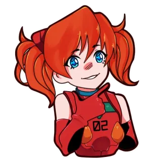 🤔 Asuka Langley Soryu Neon Genesis Evangelion 02 Anime, Charakter, Sticker, Rote Haare, Anime Mädchen, 02 telegram sticker
