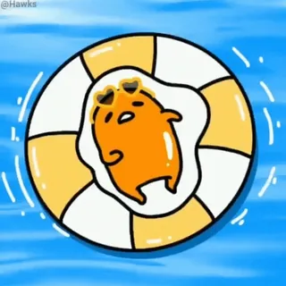 🍳 Gudetama gudetama, lazy egg, cartoon, sanrio, swim, pool, float whatsapp sticker