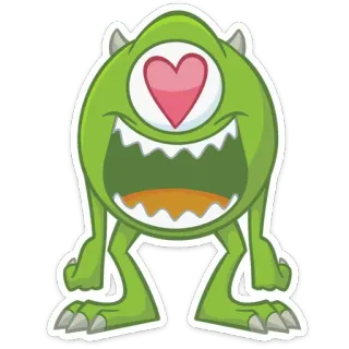 💔 Mike Wazowski Monsters, Inc. Mike Wazowski, Monsters, Inc., Disney, Pixar, monster, cartoon, heart, one-eyed telegram sticker