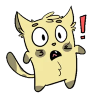 ❗️ cat, cartoon, sticker, shocked, exclamation, feline telegram sticker