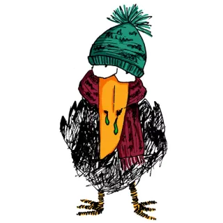 😷 bird, winter, cold, sick, scarf, hat, cartoon, funny, snot telegram sticker