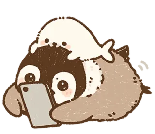 🐧 ペンギン, アザラシ, 電話, かわいい, 動物 whatsapp sticker