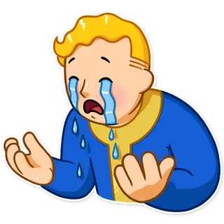 😭 Vault Boy Fallout Fallout, crying, sad, Vault Boy, game telegram sticker