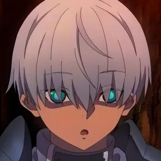 😮 Anime, Junge, Porträt, Charakter, Graue Haare, Grüne Augen telegram sticker