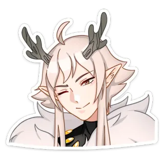 😉 anime, elf, character, antlers, wink telegram sticker