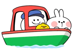 🌼 barco, desenho animado, fofo, coelho, pintinho, personagens telegram sticker