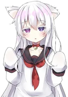 😌 アニメ, 猫耳, 女の子, 制服, かわいい telegram sticker