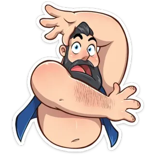 😳 мультфильм, мужчина, борода, стикер, выражение, иллюстрация, персонаж telegram sticker
