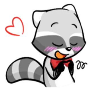 😍 енот, животное, мультфильм, милый, любовь, сердце, каваи telegram sticker