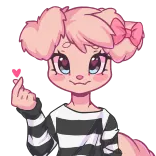 ❤️ Desenho animado, Personagem, Rosa, Fofo, Coração, Gesto telegram sticker
