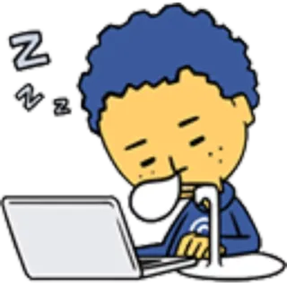 😴 zzz นอนหลับ, เหนื่อย, แล็ปท็อป, การ์ตูน, ขี้เกียจ, ฝัน telegram sticker
