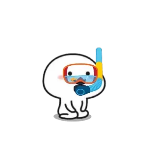 ❤ cartoon, diving, snorkel, goggles, water, swimming whatsapp sticker