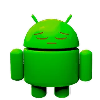😔 Android android, verdrietig, emoji, groen, robot, cartoon telegram sticker
