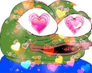 😍 Pepe the Frog Pepe, rana, meme, amor, corazones, emociones telegram sticker