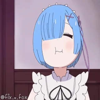 👍 Rem Re:Zero @fix_x_fox アニメ, 可愛い, 面白い, レム, リゼロ, ステッカー, キャラクター telegram sticker