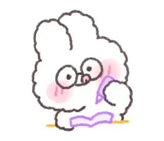 💬 coelho, coelho, lendo, livro, óculos, fofo, animal, kawaii whatsapp sticker