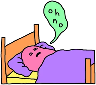 😪 oh no cama, dormir, dibujos animados, oh no telegram sticker