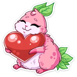 ❤️ สัตว์, หัวใจ, น่ารัก, รัก, คาวาอิ, สีชมพู telegram sticker