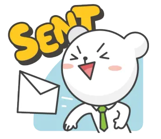 ✉️ SENT urso, fofo, correio, escritório, mensagem, enviado telegram sticker