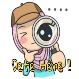 🤓 Dete Here !! détective, loupe, recherche, mignon, dessin animé, enquête, enquêteur telegram sticker