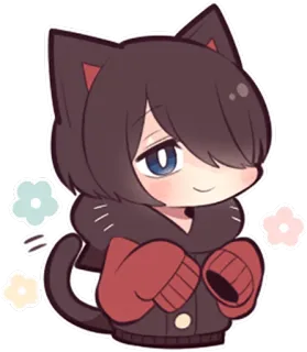 ☺️ gatto, anime, chibi, kawaii, carino, animale, cartone animato whatsapp sticker