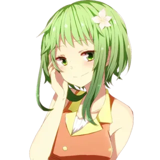 😊 Anime, Mädchen, Grüne Haare, Blume, Süß telegram sticker