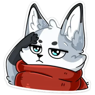 😕 lis, zwierzę, szalik, kreskówka, słodki, naklejka telegram sticker