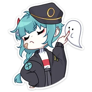 😞 Anime, Geist, süß, kawaii, Baskenmütze, Mädchen telegram sticker