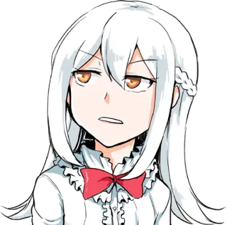 😬 Аниме, Девушка, Персонаж, Белые Волосы, Скучно telegram sticker