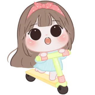 🍪 cartoon, girl, scooter, cute, kawaii, anime, sticker telegram sticker