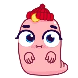 😕 卡通, 可爱, 粉色, 帽子, 角色, 动画 telegram sticker