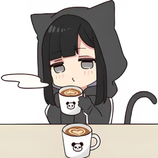 🫖 Аниме, Кот, Кофе, Милый, Панда, Напиток, Девушка telegram sticker