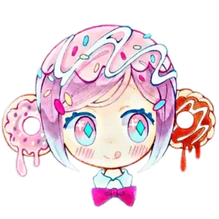😋 ドーナツ, 甘い, デザート, かわいい, アニメ, 食べ物, 可愛い, キャラクター telegram sticker