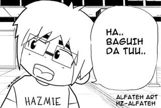 😌 HA.. BAGUIH DA TUU.. desenho animado, quadrinho, balão de fala, Hazmie, ilustração telegram sticker