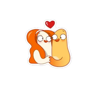 ❤ dibujos animados, pareja, amor, corazón, lindo telegram sticker