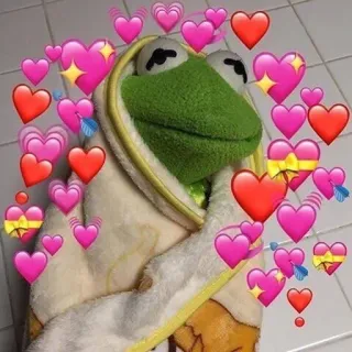 💞 Kermit the Frog 科密特, 青蛙, 爱心, 爱, 可爱, 表情包 telegram sticker