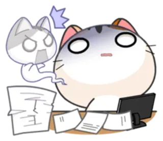 😾 Katze, Büro, Geist, Arbeit, Papiere telegram sticker