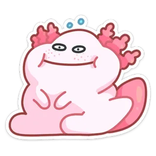 ☺️ Axolotl, Dessin animé, Mignon, Rose, Animal, Salamandre, Amphibien, Drôle whatsapp sticker