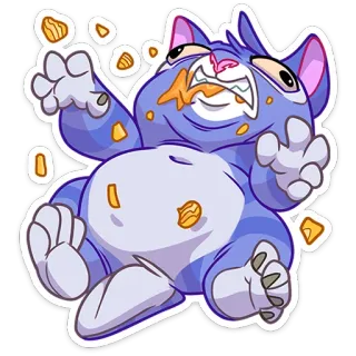 🤤 gatto, cibo, patatine, affamato, cartone animato, adesivo, divertente telegram sticker