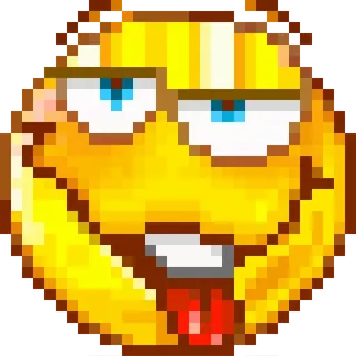 🤩 Emoji, Khuôn mặt, Lưỡi, Hài hước, Pixel whatsapp sticker