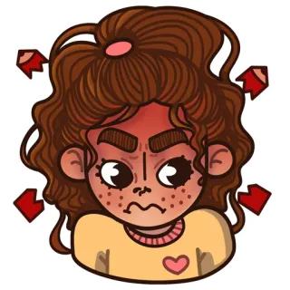 😡 en colère, contrarié(e), frustré(e), stressé(e), illustration, fille, dessin animé, expression telegram sticker