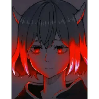 👹 Anime, Manga, Dämon, Mädchen, rote Augen, Hörner, Charakter, Kunstwerk telegram sticker