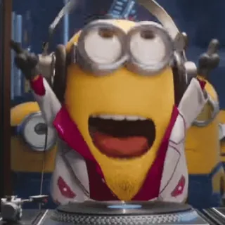 🥳 Minion dibujos animados, DJ, Minions, fiesta, música telegram sticker