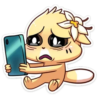 😨 chat, triste, téléphone, mignon, animal, dessin animé telegram sticker