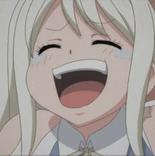 😂 Mavis Vermillion Fairy Tail อนิเมะ, แฟรี่เทล, เมวิส เวอมิลเลียน, น่ารัก, หัวเราะ, มีความสุข, สีหน้า telegram sticker