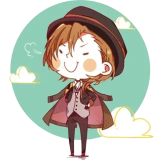 😎 Cartoon, Chibi, Hut, Süß, Anime, Wolken telegram sticker